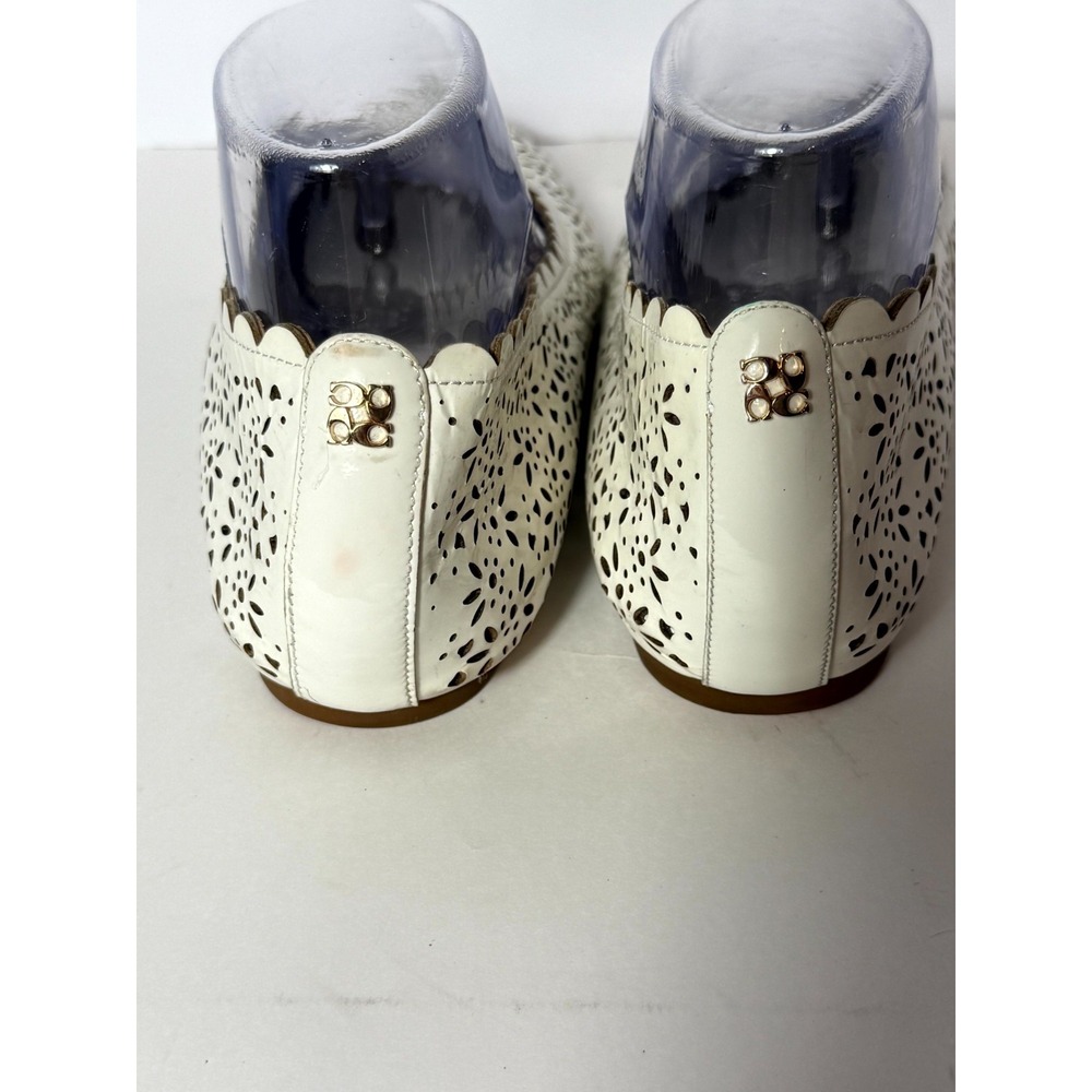 Coach White Laser-Cut Leather Ballet Flats - Picture 5 of 7